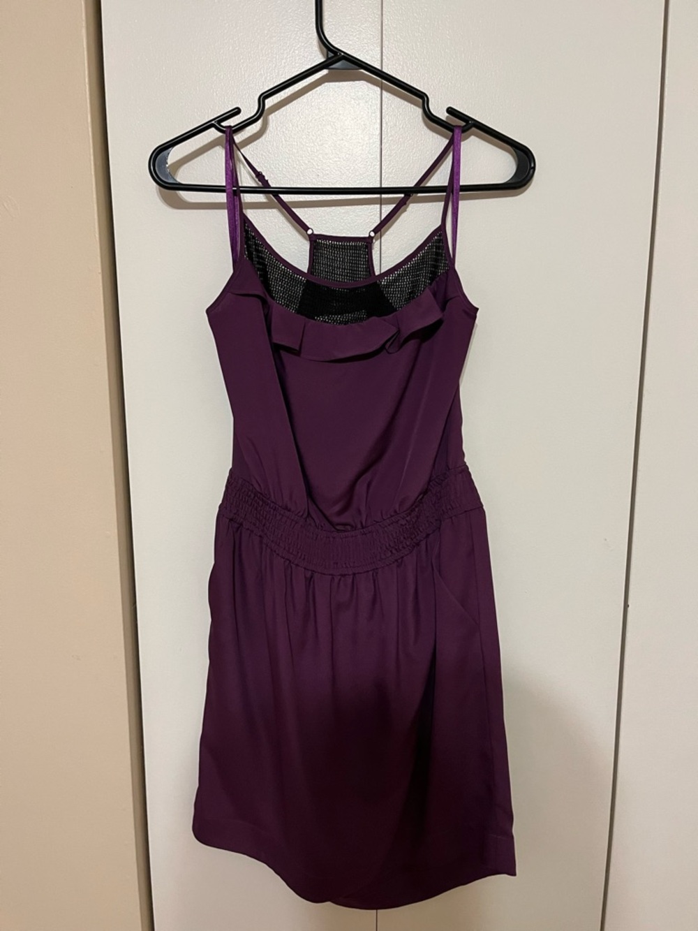 BCBGeneration Plum Ruffle Spaghetti Strap Dress